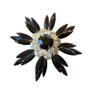 Vintage Judy Lee Brooch Pin Flower Starburst Signed Silver Tone 2.5 inches